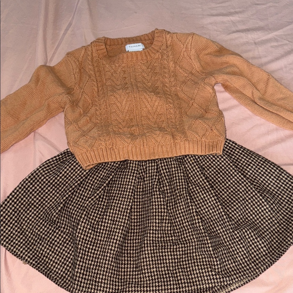 Tahari Kids Matching Set in Peach and Black